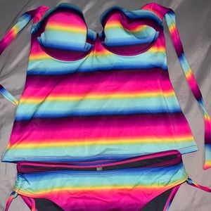 Rainbow Victorias Secret Swimming Suit Set 🌈 Size L